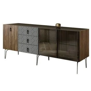 Комод 2.1м Bogemia Woodline Wood Fa (Серый) (Lakobel/Черный) БМКМ-5[5][10]