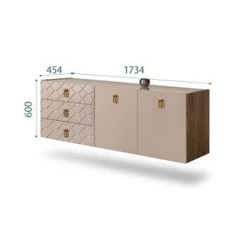 Комод 1.6м Bogemia Woodline Fly Fa (Мокка) (Lakobel/Золото) БМКМ-4