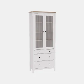 САГА шкаф с витриной 90 МОРУ белый/ясень