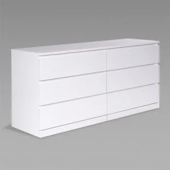 Комод Варма Прайм, 6 ящиков, горизонтальный, 160х77х48 см, эмаль, белый