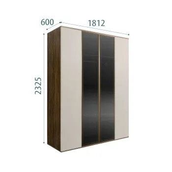 Шкаф 4-х дв. с ящиками Bogemia Woodline Air (Шелк/Золото) БМШ2/42(2)