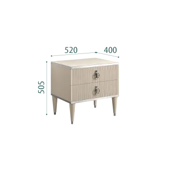 Тумба прикроватная 2 ящика Римини СОЛО (Ваниль/Серебро) РМТП-2(s)