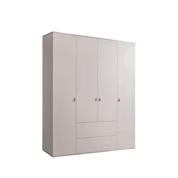 Шкаф 4-х дверный с ящиками Римини (Слоновая кость/Серебро) РМШ2/41