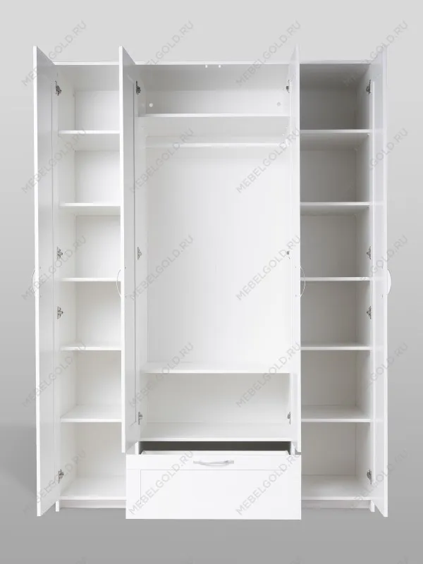 Шкаф Сириус, 4 двери и 1 ящик с зеркалом, 156х59х220 см, белый | изображение 12