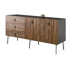 Комод 1.6м Bogemia Wood Fa (Серый) (Lakobel/Хром) БМКМ-4(Wo)