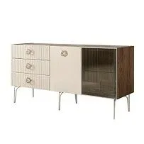 Комод 1.6м Bogemia Woodline Fi (Слоновая кость) (Novabuk/Хром) БМКМ-4[5][10]