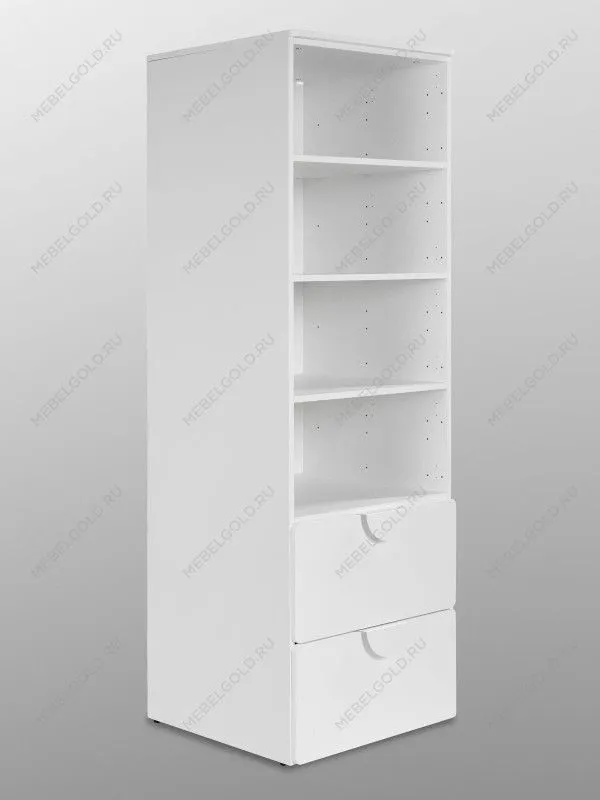 Стеллаж Пикси, с двумя выдвижными ящиками 60x57x180, белый (робкий подснежник) | изображение 14