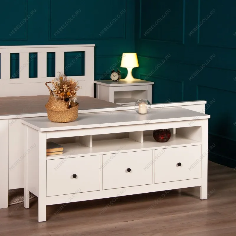 Тумба ТВ Сага, 3 ящика, 131х42х63 см, белая | изображение 4