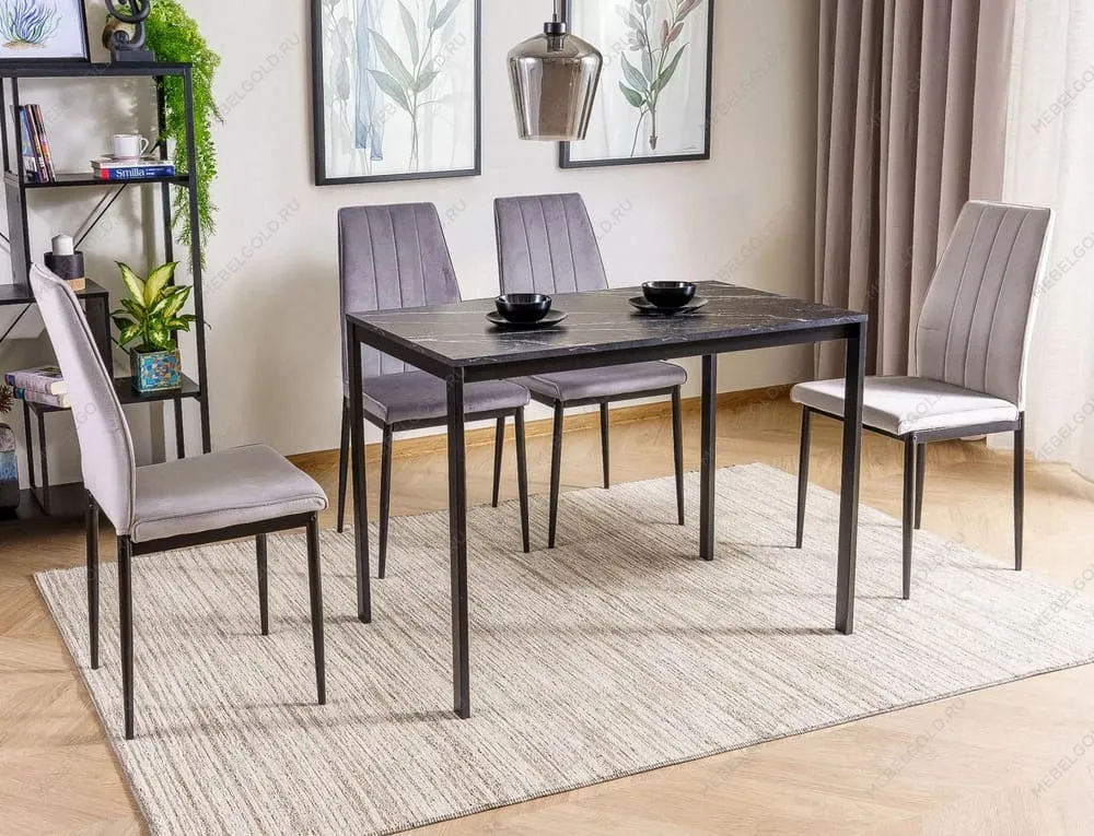 Стол обеденный Signal MARIO 100 (эффект черного мрамора/черный) | изображение 2