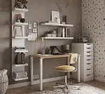 Лобня - ИНГАР стол письменный ИКЕА / IKEA 2/ТТ 140x75x55, дуб беленый/белый | изображение 3