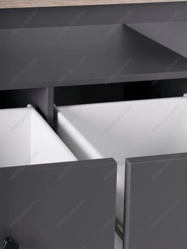 Тумба Сага, 2 ящика, 91х42х63 см, серая/ясень | изображение 5