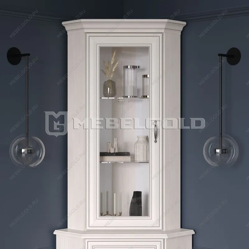Лобня - Шкаф с витриной Тиффани 1VU вудлайн кремовый | изображение 1