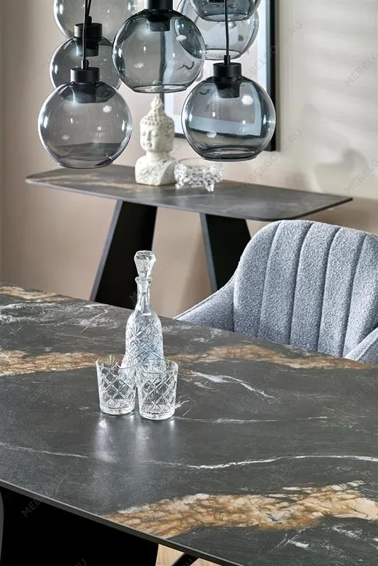 Стол обеденный Halmar FORUM 180 (черный мрамор/черный) | изображение 11