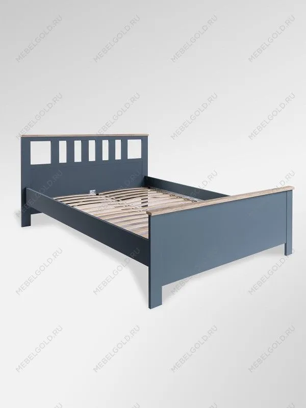 Кровать двуспальная Сага, 160х200 см, темно-бирюзовая/ясень | изображение 9