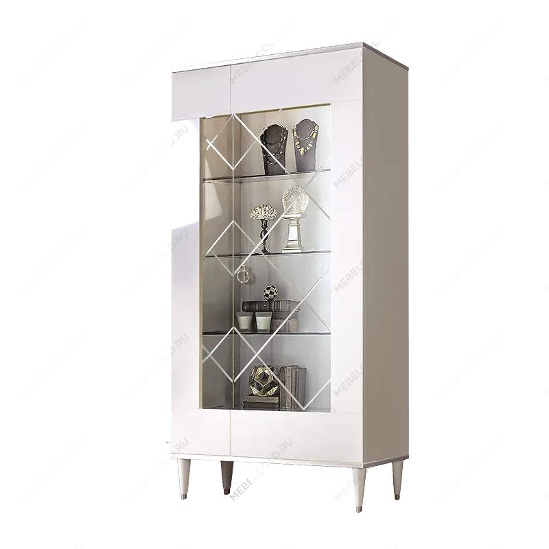 Витрина 2-ств. Римини (Белый/Серебро) (Правая) РМВ2-2С