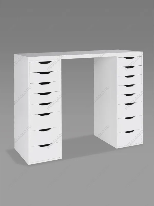 Стол письменный Ингар, 16 ящиков, 140х106х55 см, белый | изображение 9