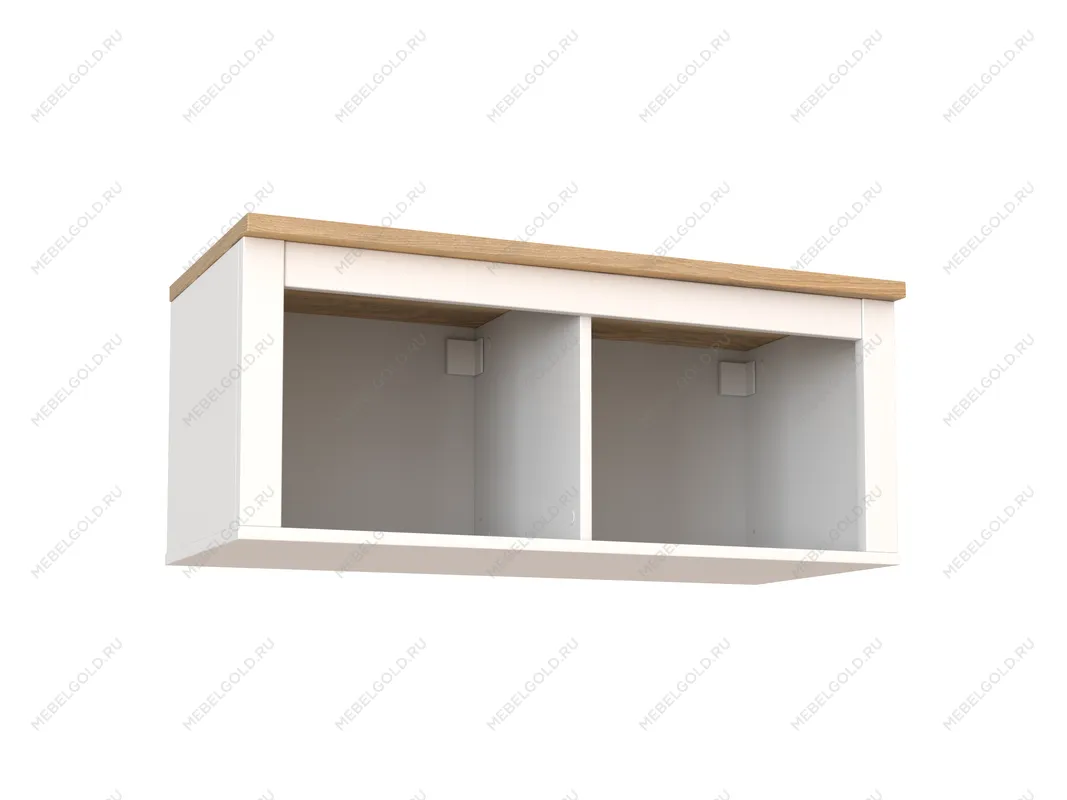 Полка навесная Сага, 2 секции, белая/ясень