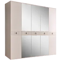 Шкаф 5-ти дверный с зеркалом Римини СОЛО (Бежевый/Серебро) РМШ1/5(s)