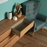 Комод Варма, 6 ящиков, горизонтальный, 160х78х40 см, шпон натурального дерева, дуб беленый | изображение 6