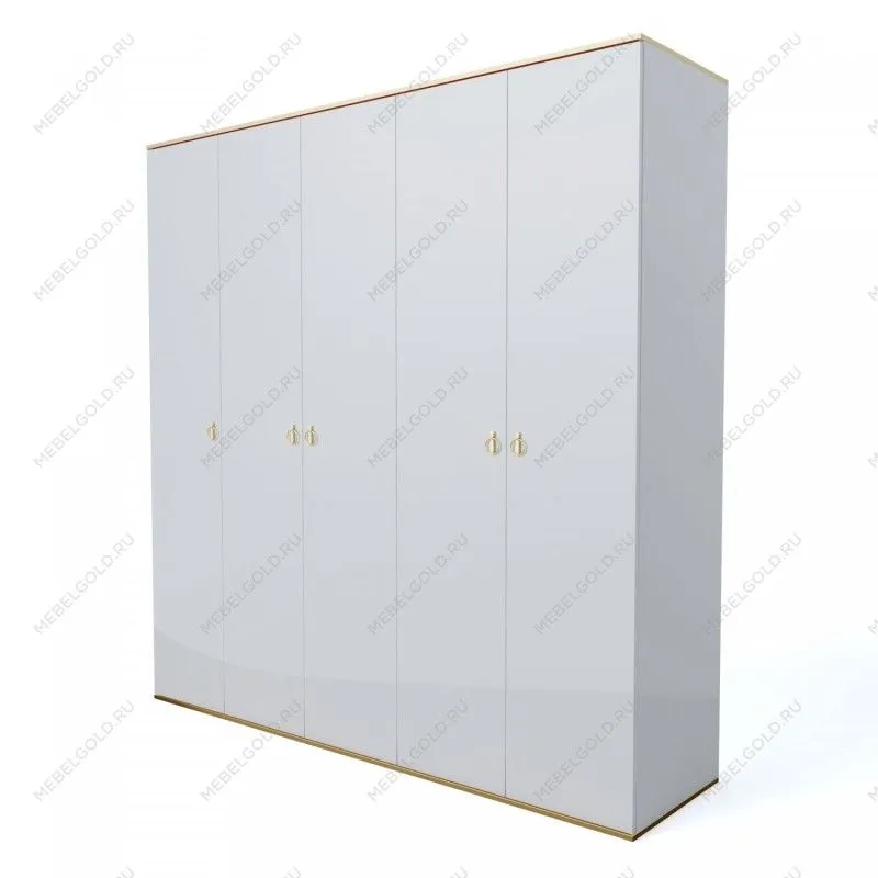 Шкаф 5-ти дверный Римини (Белый/Золото) РМШ2/5