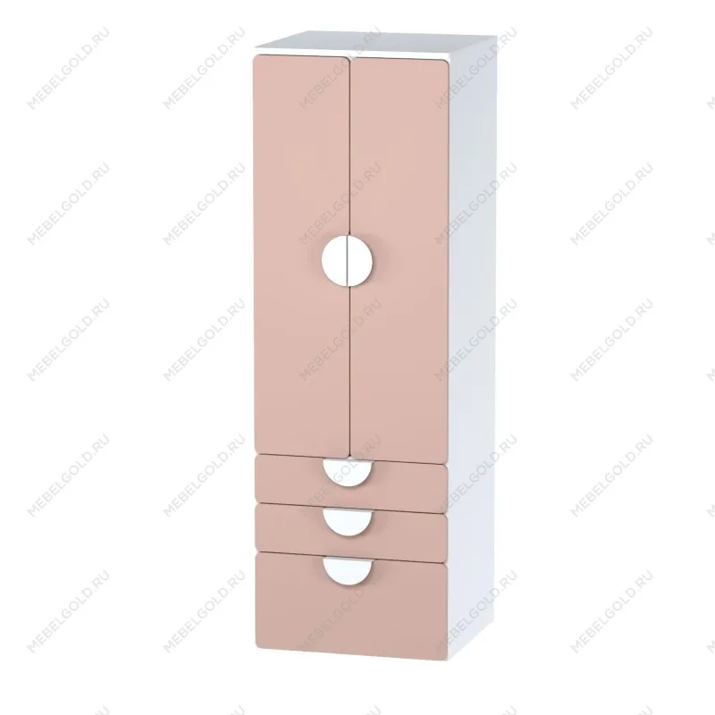 Шкаф распашной Пикси, с двумя дверьми, тремя выдвижными ящиками и полкой 60x57x180, мечтательный пион