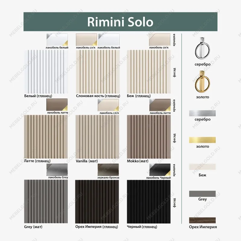 Шкаф-пенал Римини СОЛО (Латте/Золото) РМП-2(s) | изображение 1