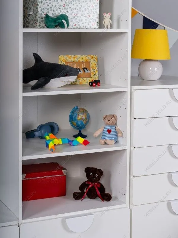 Стеллаж Пикси, с двумя выдвижными ящиками 60x57x180, белый (робкий подснежник) | изображение 3