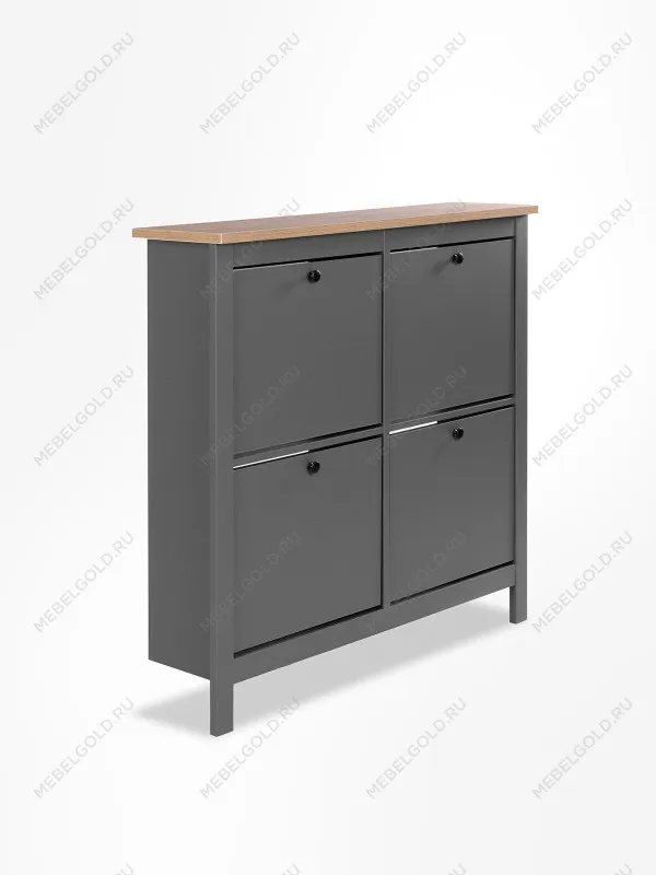 Обувница Сага с 4 откидными ящиками 113х108 серая-ясень | изображение 7