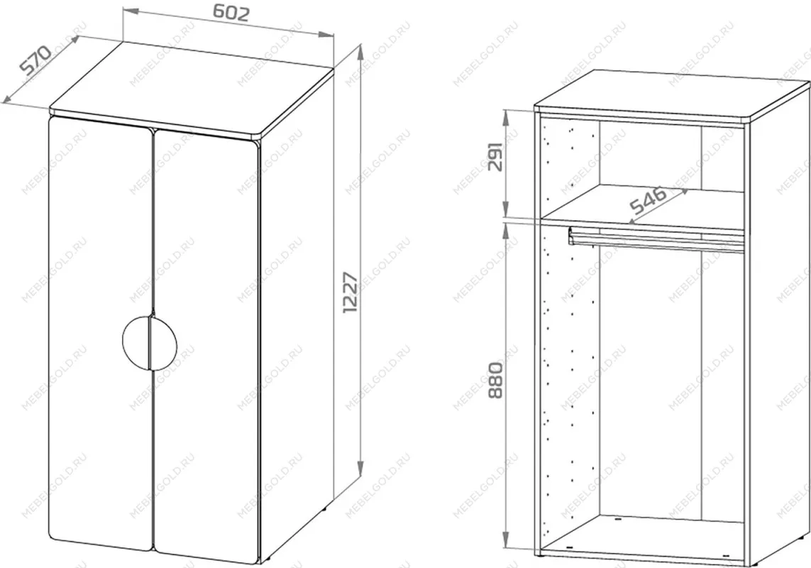Шкаф Пикси распашной, с двумя дверьми и полкой 60х57х120, мечтательный пион | изображение 17