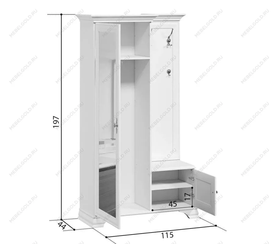 Шкаф с вешалкой Кентаки PPK/110L белый | изображение 2