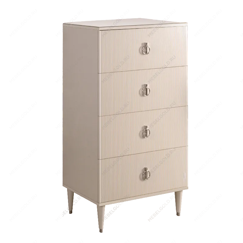 Комод 4 ящика Римини СОЛО (Бежевый/Серебро) РМКМ-6(s)