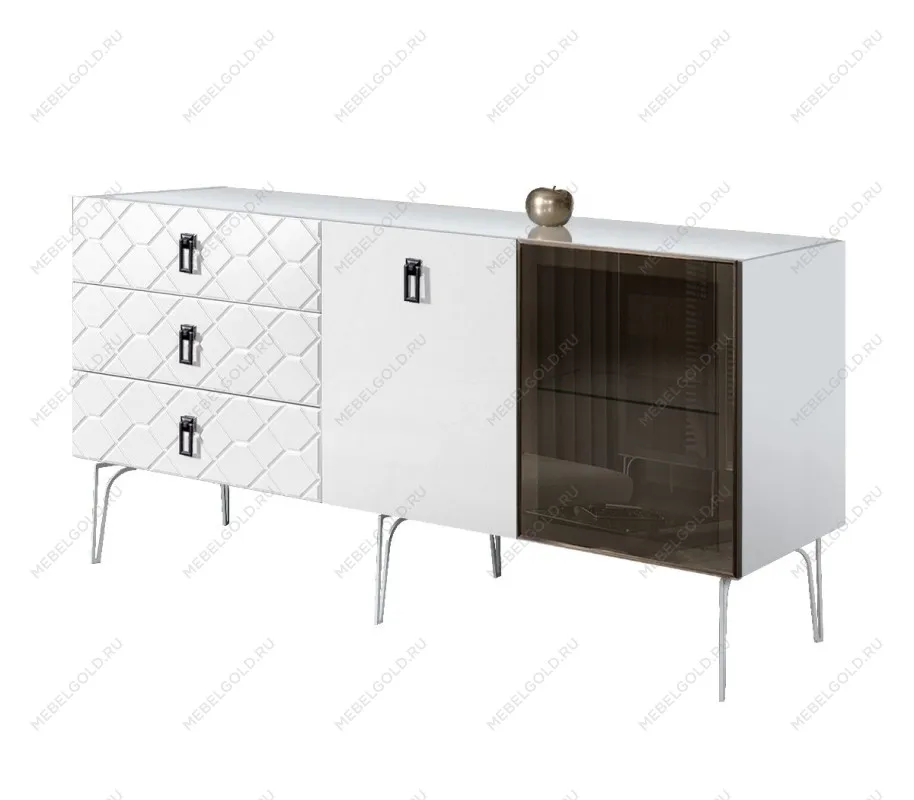 Комод 1.6м Bogemia Farfalle (Белый) (Lakobel/Черный) БМКМ-4(Fa)[5][10]