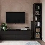 Стеллаж Варма, 6 полок, 38х198х28 см, шпон ясень, черный | изображение 3