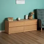 Комод Варма, 4 ящика, горизонтальный, 160х54х40 см, шпон натурального дерева, дуб беленый | изображение 1