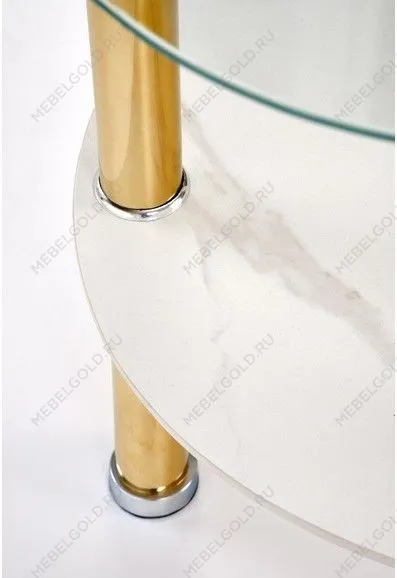 Стол журнальный Halmar DUCAT S (белый мрамор/прозрачный/золотой) | изображение 2