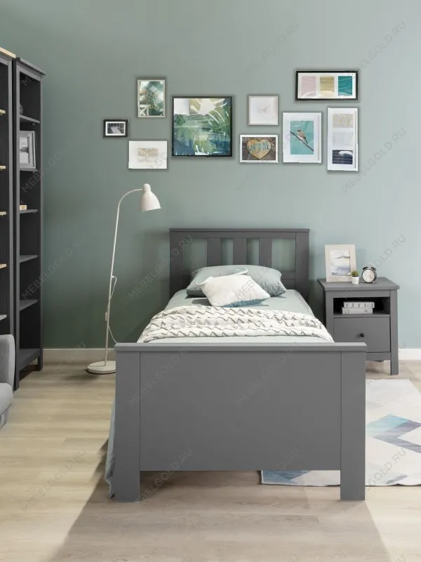 Кровать односпальная Сага, 90х200 см, серая | изображение 1