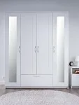 Шкаф Сириус, 4 двери и 1 ящик с зеркалами, 156х50х190 см, белый | изображение 5