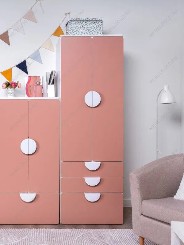 Шкаф распашной Пикси, с двумя дверьми, тремя выдвижными ящиками и полкой 60x57x180, мечтательный пион | изображение 10