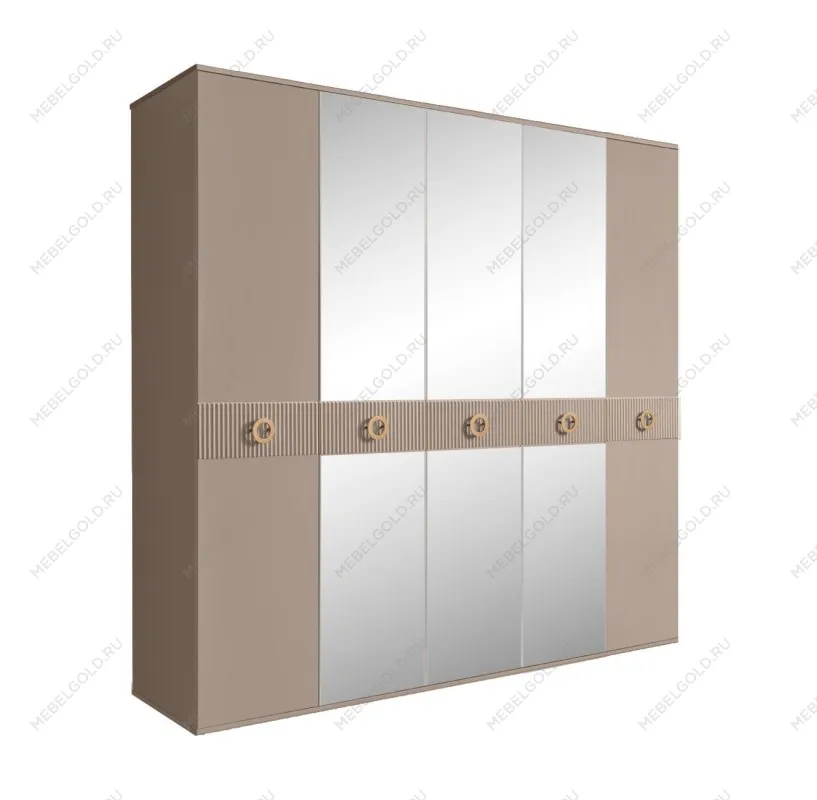 Шкаф 5-ти дв. с зеркалами Bogemia Fillini (Мокка/Золото) БМШ1/5(Fi)