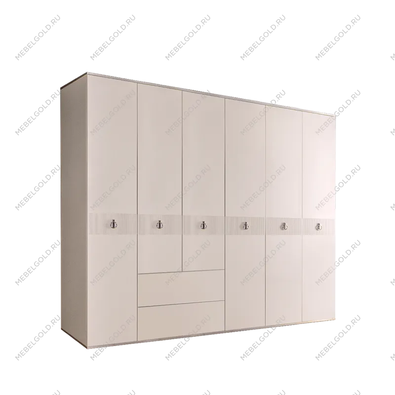 Шкаф 6-ти дверный с ящиками Римини СОЛО (Слоновая кость/Серебро) РМШ2/61(s)
