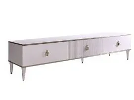 Тумба под телевизор 3 ящика Римини СОЛО (Белый/Серебро) РМТ-4(s)