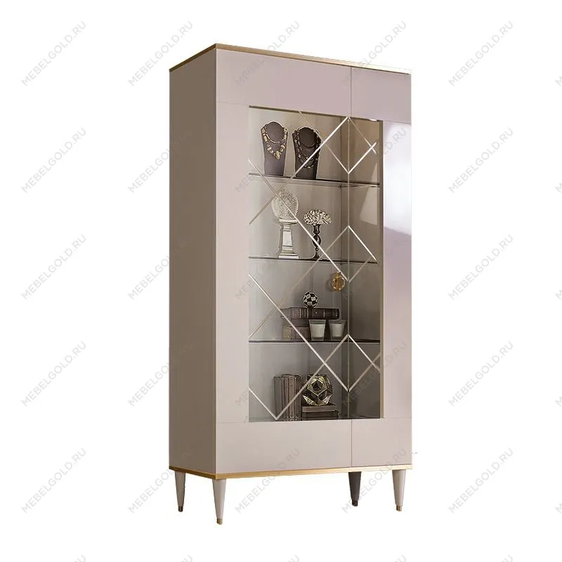 Лобня - Витрина двухстворчатая левая Римини (слоновая кость золото) РМВ2-2С