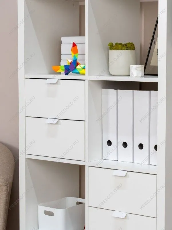 Модуль с двумя ящиками , для стеллажа ФОРА, ручка металл, 33х33х37, белый | изображение 3