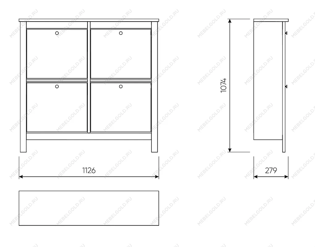 Обувница Сага с 4 откидными ящиками 113х108 серая | изображение 1