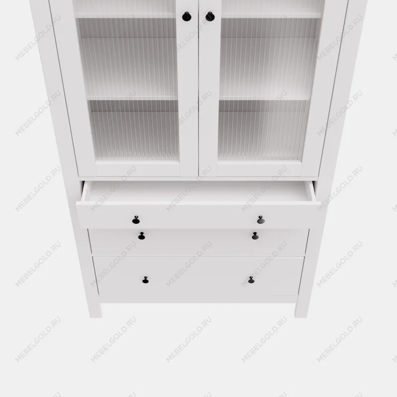 САГА шкаф с витриной 90 МОРУ белый | изображение 5