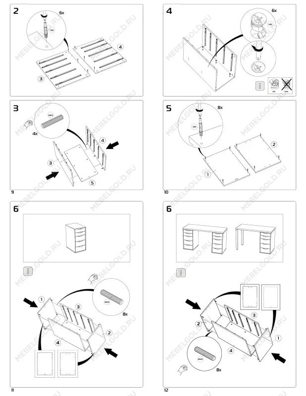 Стол письменный Ингар, 10 ящиков, 140х75х55 см, белый | изображение 17