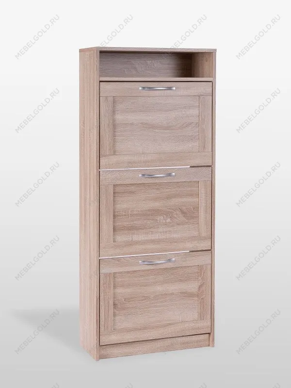 Обувница Сириус с 3 откидными ящиками, 60 х 25 х 143 см, ЛДСП, дуб сонома | изображение 5