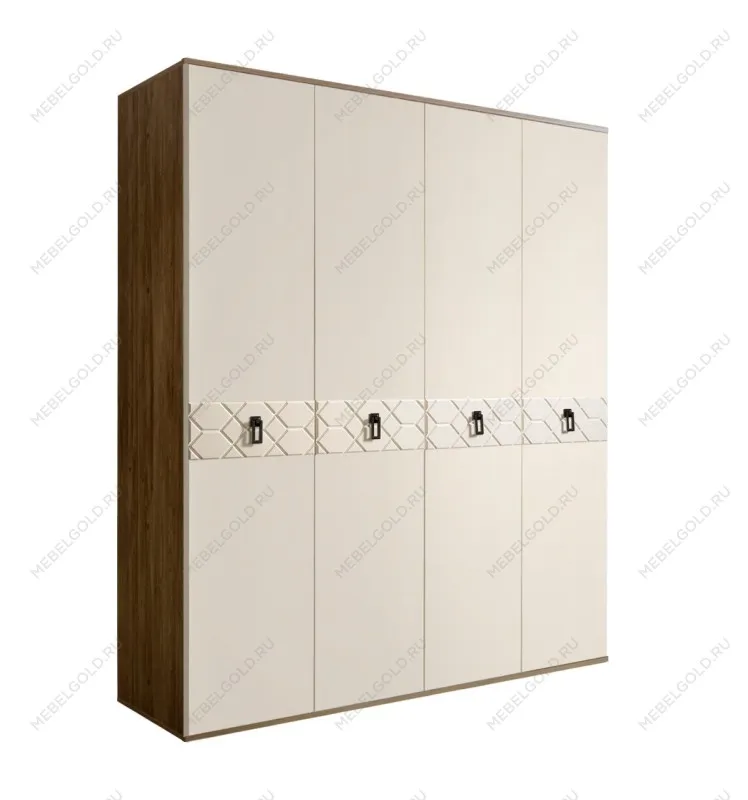 Шкаф 4-х дверный Bogemia Woodline Fa (Слоновая кость/Черный) БМШ2/4