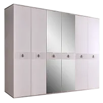 Шкаф 6-ти дверный с зеркалом Римини СОЛО (Белый/Серебро) РМШ1/6(s)
