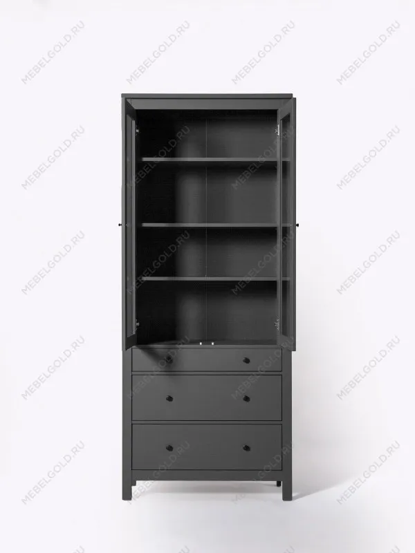 Шкаф с витриной Сага, 90х41х215 см, серый | изображение 13